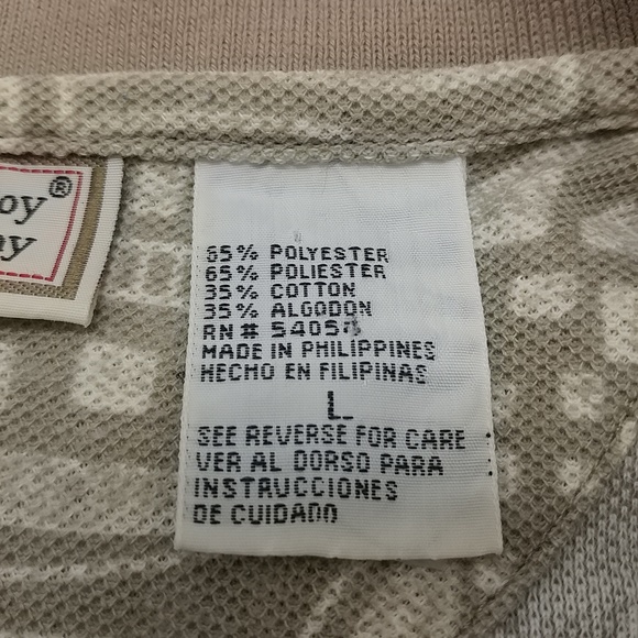 Bugle Boy Co. men's vintage short sleeve polo shirt large browns geometric print - Picture 10 of 12